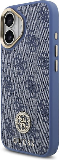Guess 4g Strass Logo & Big Strap Metal Buttons Magsafe Задна корица Пластмаса / Силикон / Кожа / Метал Син (iPhone 17)