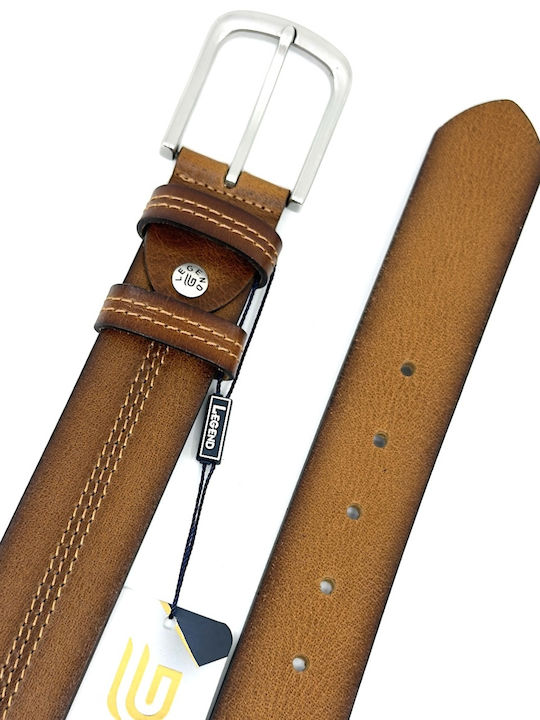 Wide Men's Belt Leather Tabac Brown