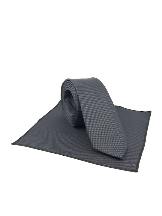 Legend Accessories Σετ Ανδρικής Γραβάτας Μονόχρωμη σε Γκρι Χρώμα