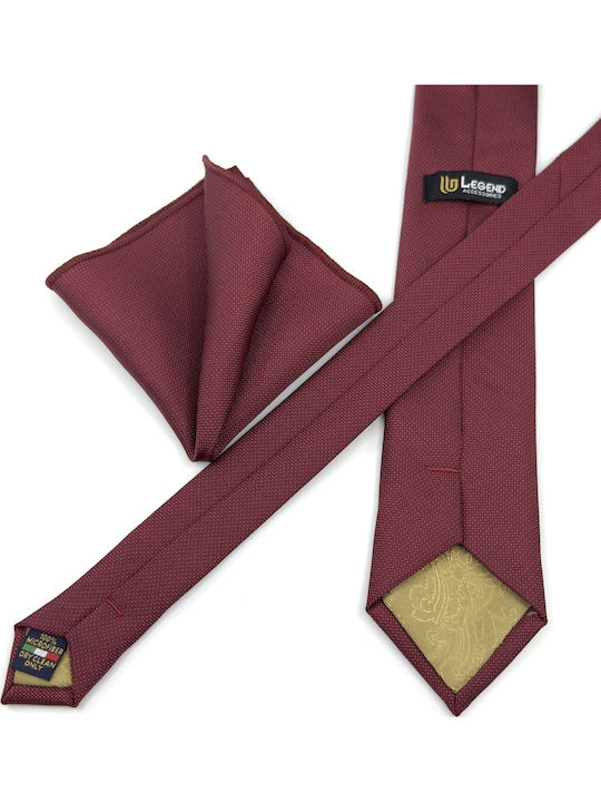 Legend Accessories Комплект Мъжки Кравати Монохромен в Бордо Цвят