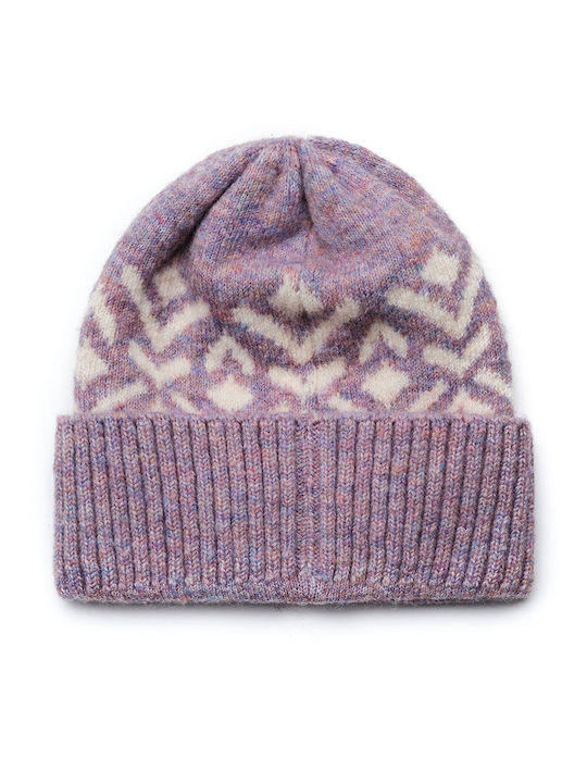 Beanie Unisex Σκούφος με Rib Πλέξη σε Λιλά χρώμα