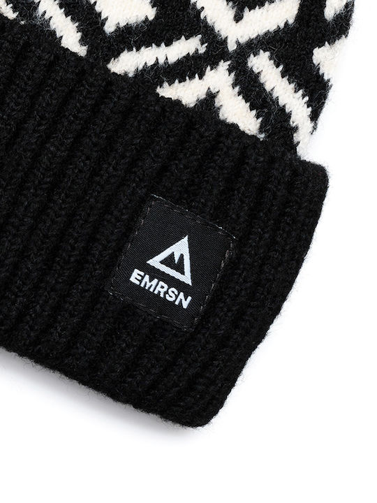 Beanie Unisex Σκούφος με Rib Πλέξη σε Μαύρο χρώμα