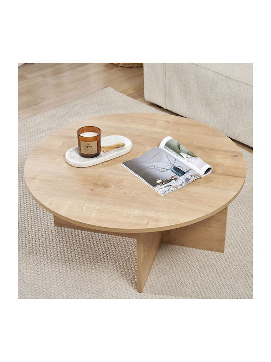 Megapap Rundes Zentral Kaffeetisch Soleil Holzfarbe Sapphire Eiche M90xL90xH40cm