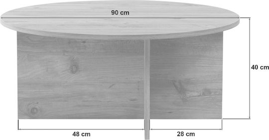 Round Central Coffee Table Soleil Wooden Colour Sapphire Oak W90xD90xH40cm