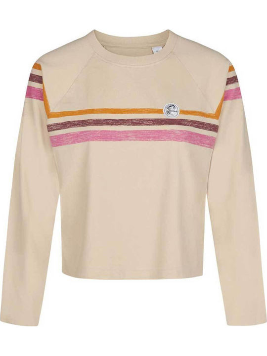 Damen Langärmelige Beige Bluse