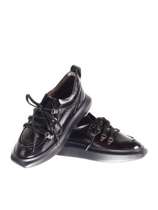 Γυναικεία Oxfords από Λουστρίνι σε Μαύρο Χρώμα