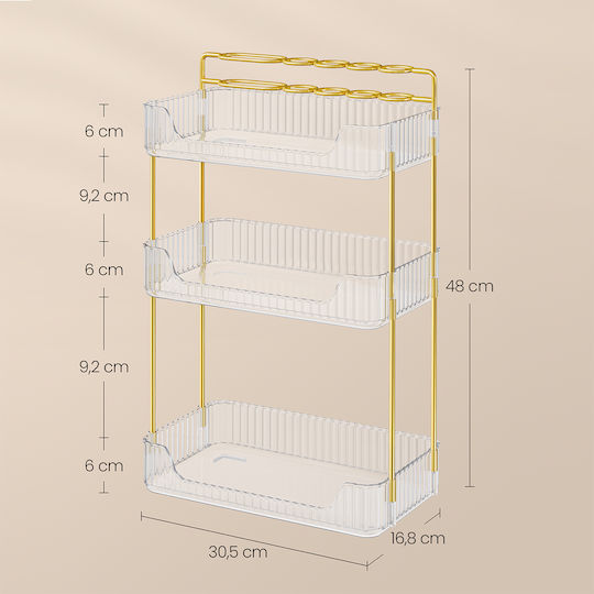 3-Tier Organizer Case 30.5x16.8x48 Songmics Jka013w01 30.5x16.8x48