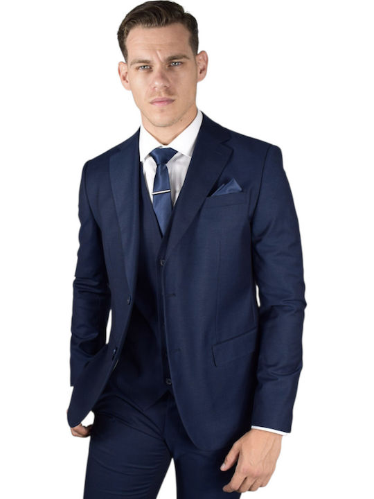 Men's Suit with Vest Blue