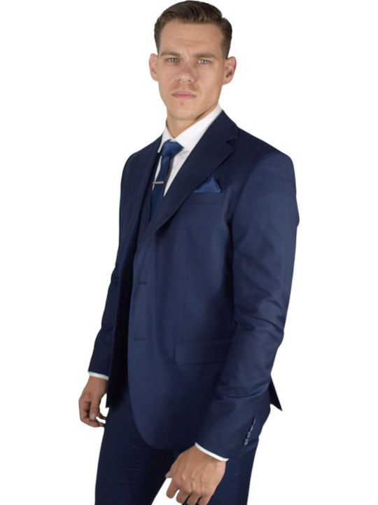 Men's Suit with Vest Blue