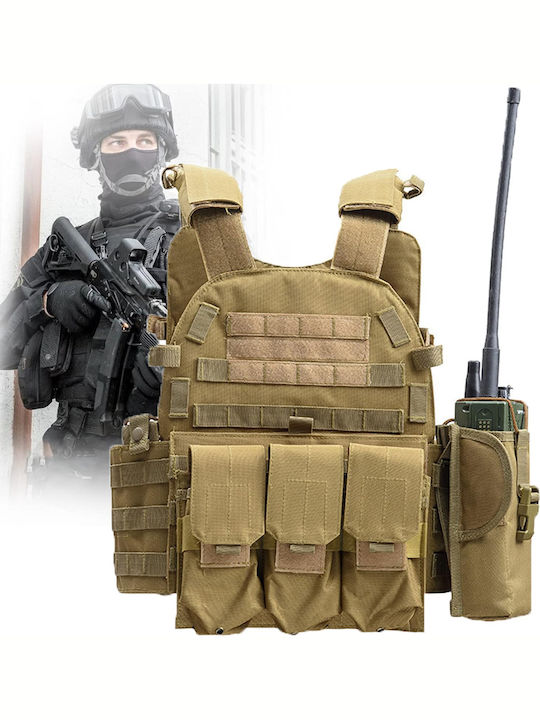 Linovit Vestă Tactică Reglabilă Airsoft Paintball Vânătoare Outdoor Material Oxford 600d Sistem Molle Multiple Buzunare Față Spate Buzunare Interne Plăci Balistice Kaki Linovit Vestă Tactică Reglabilă Airsoft Paintball Vânătoare Outdoor Material Oxford 600d Sistem Molle Multiple Buzunare Față Spate Buzunare Interne Plăci Balistice Kaki