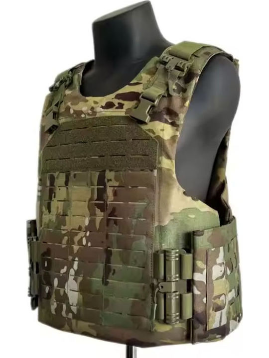 Set Vestă Tactică Reglabilă + 2 Plăci Balistice Nij Iv Linovit Airsoft Paintball Sport Tir Vânătoare Outdoor Material Oxford 1000d Sistem Molle Rezistent La Gloanțe Perforante 7.62x63mm M2 Ap Culoare Camuflaj Kaki