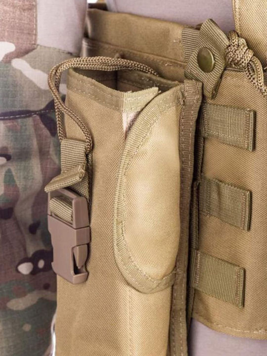 Linovit Vestă Tactică Reglabilă Airsoft Paintball Vânătoare Outdoor Material Oxford 600d Sistem Molle Multiple Buzunare Față Spate Buzunare Interne Plăci Balistice Kaki