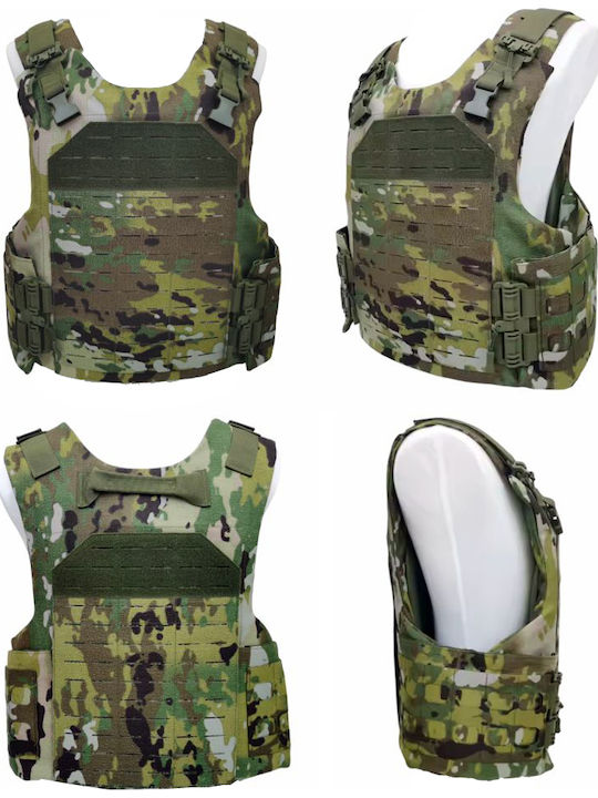 Set Vestă Tactică Reglabilă + 2 Plăci Balistice Nij Iv Linovit Airsoft Paintball Sport Tir Vânătoare Outdoor Material Oxford 1000d Sistem Molle Rezistent La Gloanțe Perforante 7.62x63mm M2 Ap Culoare Camuflaj Kaki