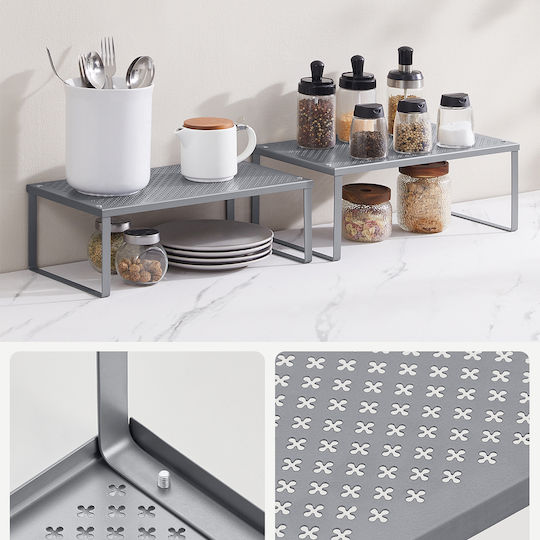 Songmics Shelf Rack Organization 2 Pieces Grey