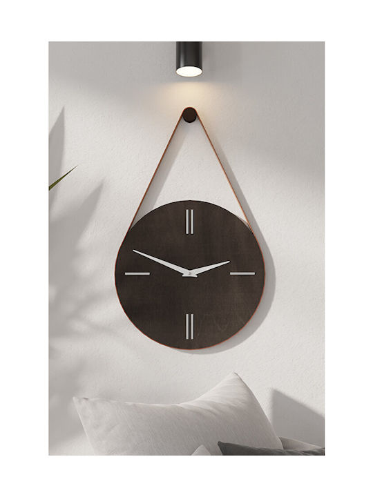 Ceas De Perete Din Lemn Cu Curea Din Piele – Design Modern