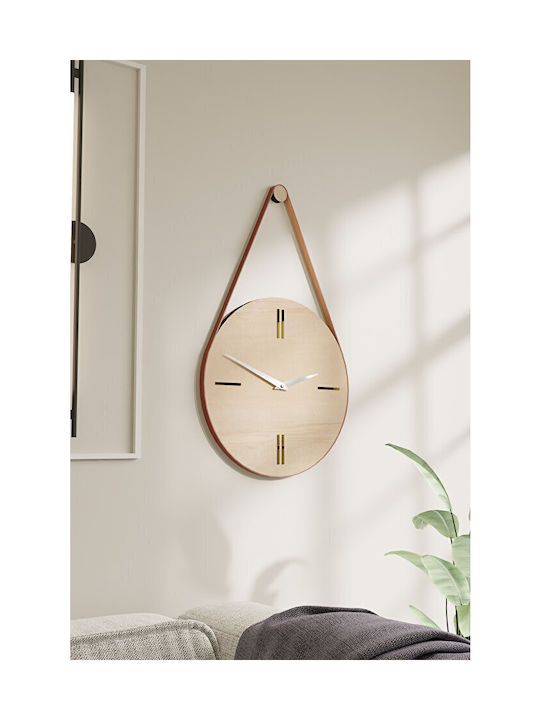 Ceas De Perete Din Lemn Cu Curea Din Piele – Design Modern