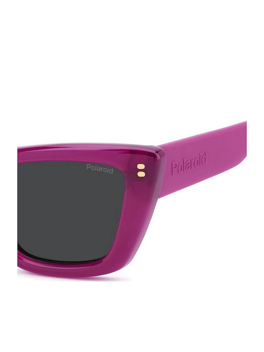 Polaroid Women’s Sunglasses with Pink Horn-Rimmed Frame and Grey Lens PLD6242/S/X MU1/M9