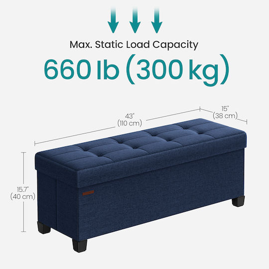 Scaune Taburet Cu spațiu de depozitare Tapițat cu Țesătură Albastru 110x38x40buc