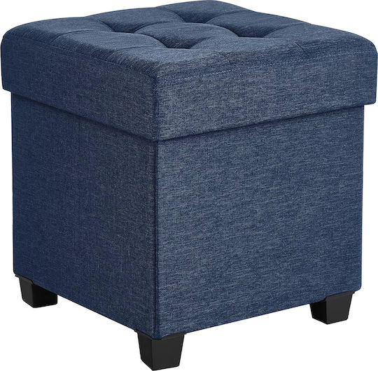 Stool For Living Room With Storage Space Upholstered with Fabric Blue 38x38x40cm