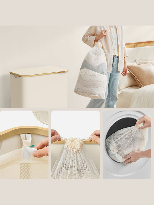 Songmics Fabric Laundry Basket with Lid 60x38.5x70.5cm Black
