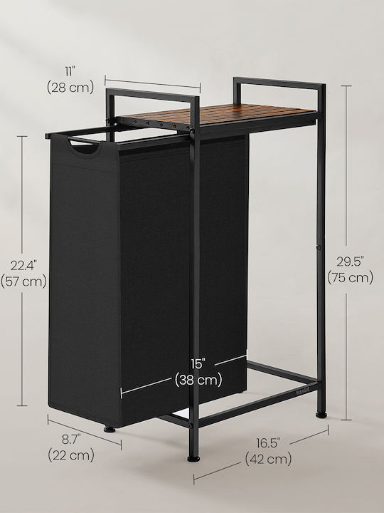 Vasagle Καλάθι Απλύτων Μεταλλικό 42x28x75cm Μαύρο