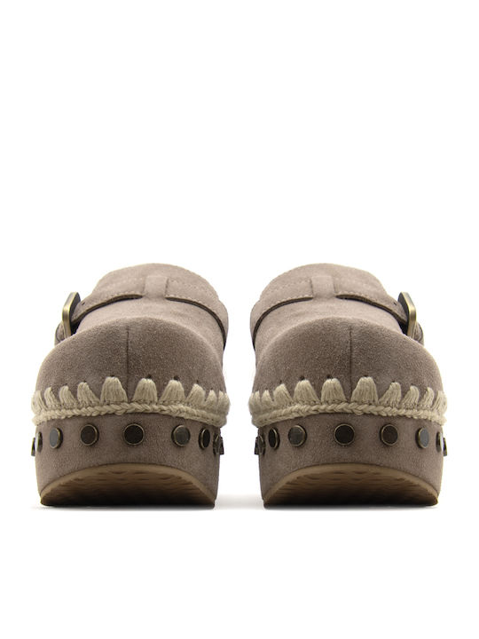 Mou Leather Slippers Gray
