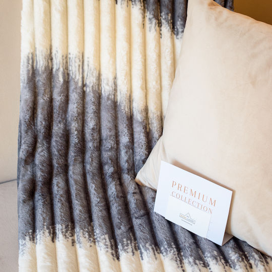 My Home Luxury Blanket Fleece Single 160x220cm Ecru - Blue