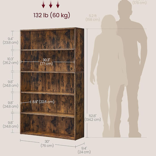 Βιβλιοθήκη Καφέ 76x24x134.2εκ.