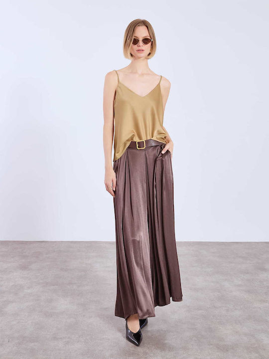 Celestino Lingerie Satin Beiges Dunkles Top