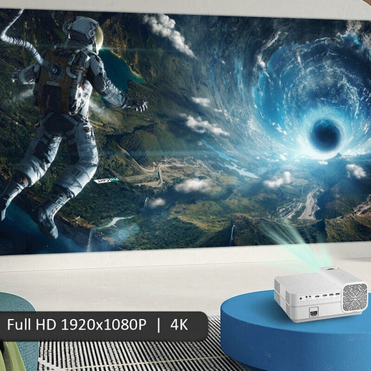 Mini Projector LCD Full HD Λάμπας LED με Wi-Fi και Ενσωματωμένα Ηχεία