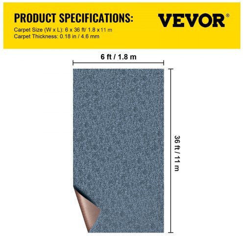 Vevor Χαλί Αντιολισθητικό Εξωτερικού Χώρου 180x1000cm Γκρι