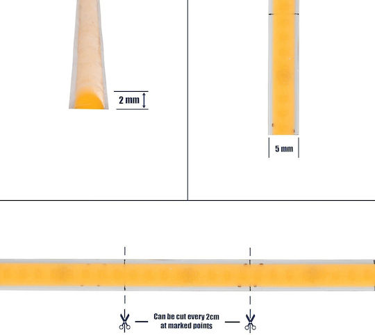 GloboStar Ταινία LED Bee 24V Θερμό Λευκό Φως 5m Τύπου COB