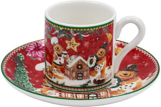 Fylliana Gingerbread Man Комплект Коледни Чаши Керамични Кафяв Коледни Чаши Керамични Кафяв Д6xШ5.5см. 4бр