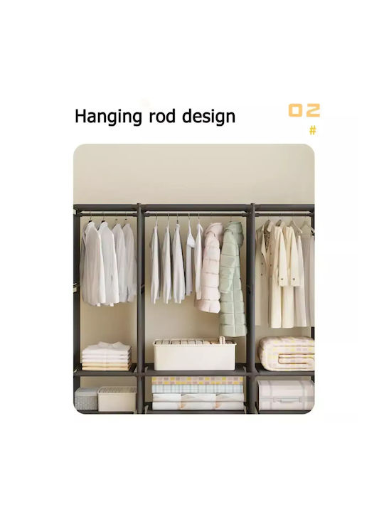 ForHome Dulap din material textil cu fermoar și rafturi în culoarea Negru 130x36x170cm