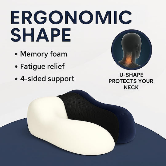 Neck Travel Pillow Memory Foam Black 4gym38