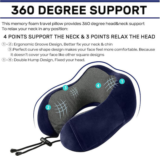 Neck Travel Pillow Memory Foam Blue-Black 4gym16