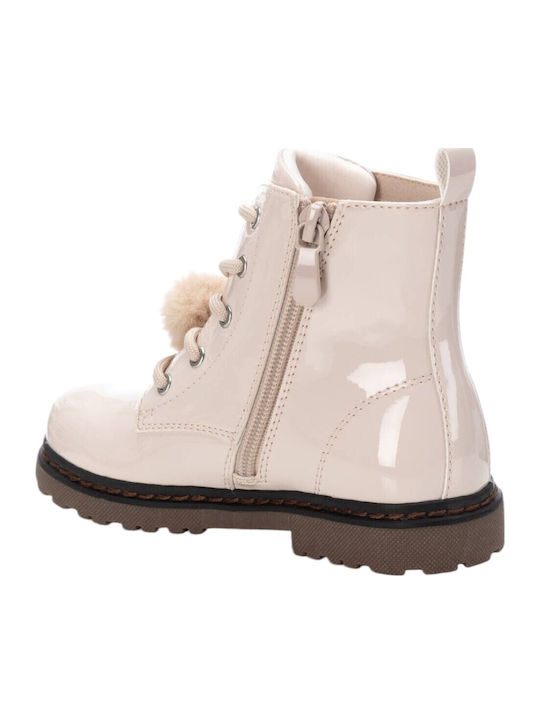 Kids Boots from Patent Leather with Laces Pink