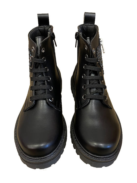 Kids Boots from Patent Leather with Zipper Black