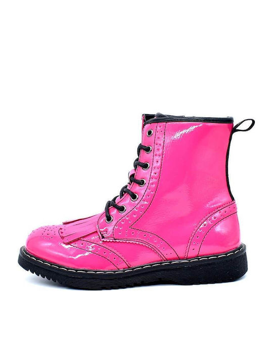 Cizme Copii din Lac cu Șireturi Fuchsia