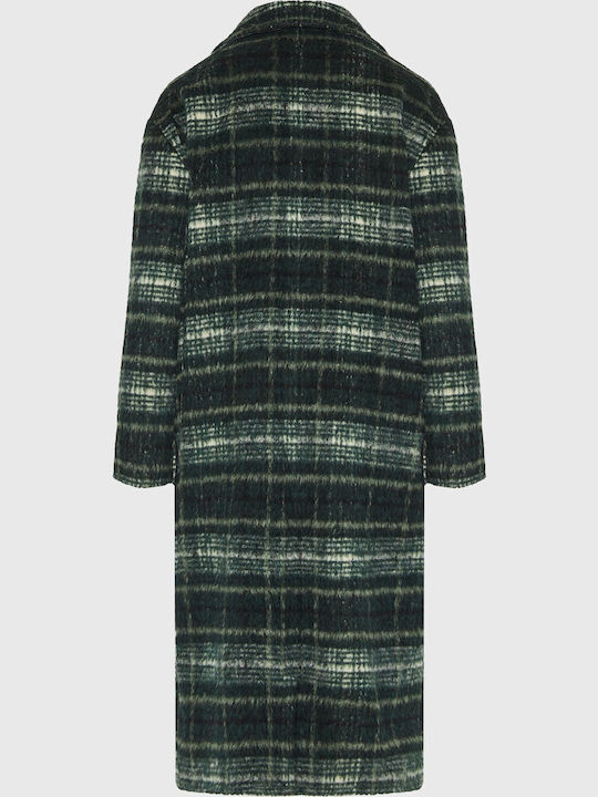 Women's Checked Plaid Coat Oversized with Buttons