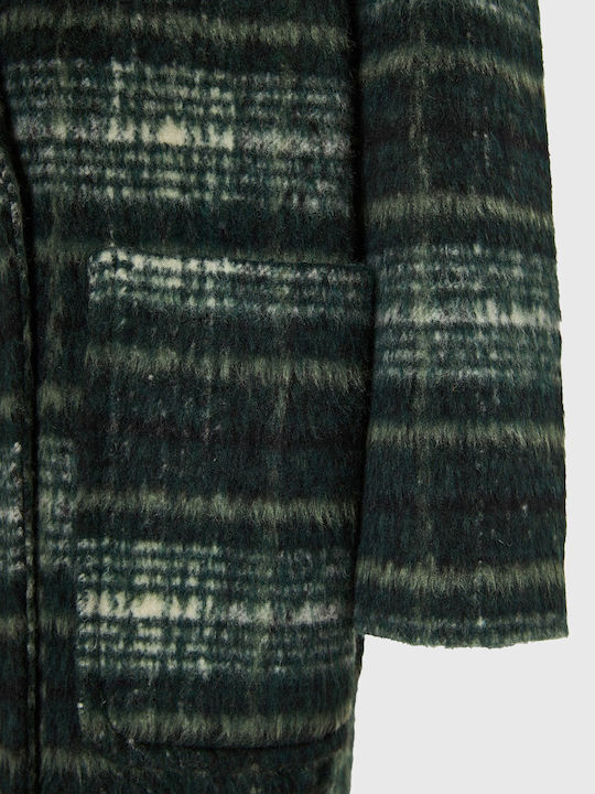 Women's Checked Plaid Coat Oversized with Buttons