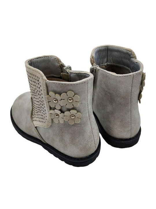 Elpis Anatomical Leather Kids Boots with Zipper Silver