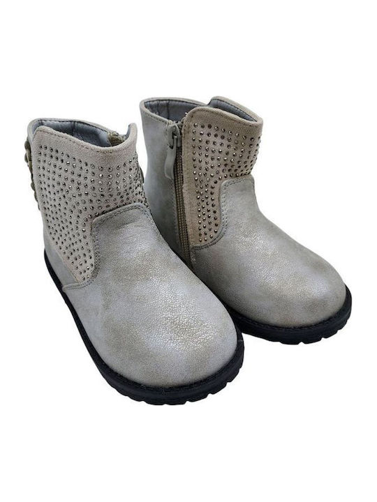Elpis Anatomical Leather Kids Boots with Zipper Silver