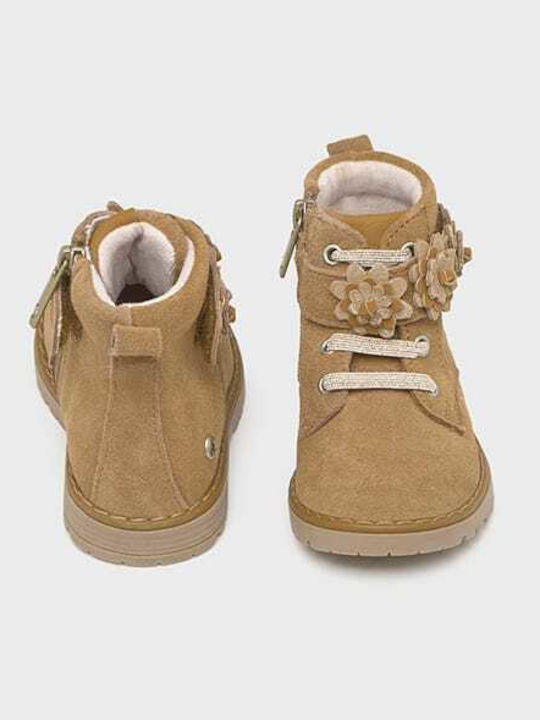 Biker Suede Kinderstiefeletten mit Schnürsenkeln Braun