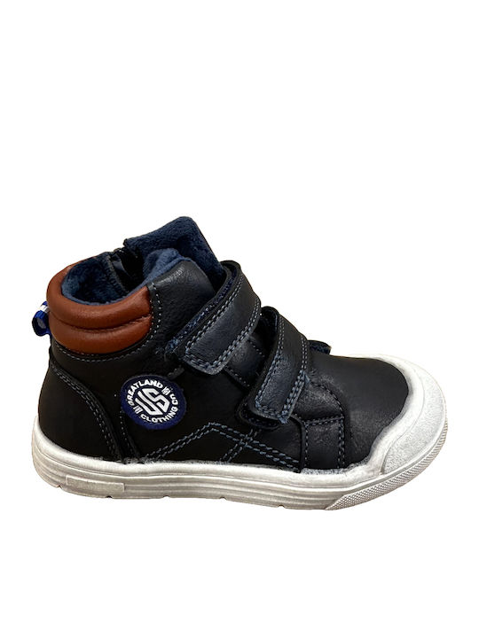 Lederne Kinderstiefeletten mit Reißverschluss Blau