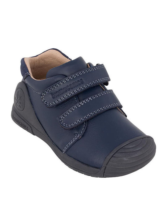 Anatomisch Lederne Kinderstiefeletten mit Klettverschluss Blau