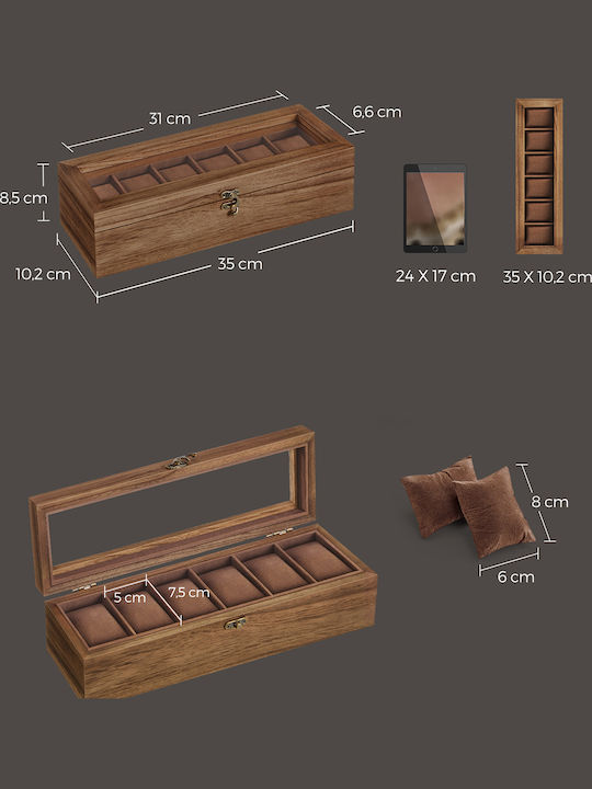 Case for 6 Watches 35x10x8.5 Songmics Jow006k01 35x10x8.5