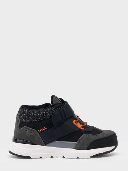 Leather Kids Boots with Velcro Black