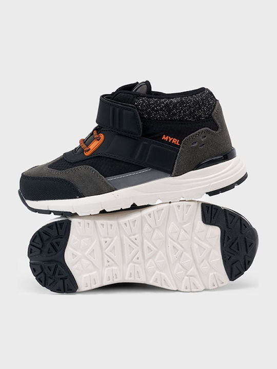 Leather Kids Boots with Velcro Black