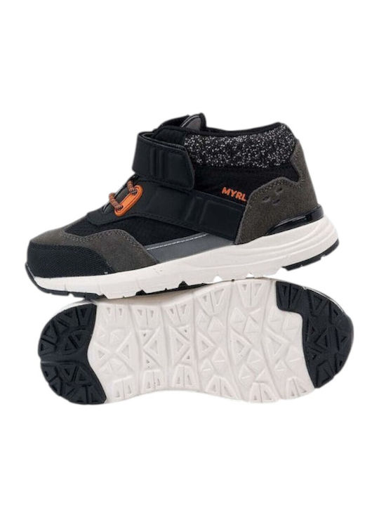 Leather Kids Boots with Velcro Black